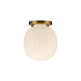 Load image into Gallery viewer, Cherise 7-in Brushed Gold/Glossy Ribbed Opal Glass Socket Semi-Flush Mount by Alora Lighting | SF579107BGGR | Alora Lighting