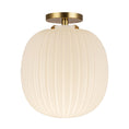 Load image into Gallery viewer, Cherise 12-in Brushed Gold/Glossy Ribbed Opal Glass Socket Semi-Flush Mount by Alora Lighting | SF579112BGGR | Alora Lighting