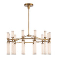Load image into Gallery viewer, Edwin 38-in Vintage Brass/Frosted Ribbed Glass LED Chandelier by Alora Lighting | CH348038VBFR-UNV | Alora Lighting