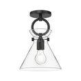 Load image into Gallery viewer, Emerson 9-in Matte Black/Clear Glass 1 Light Semi Flush Mount by Alora Lighting | SF412509MBCL | Alora Lighting