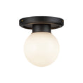 Load image into Gallery viewer, Fiore 6-in Matte Black/Glossy Opal Glass 1 Light Semi-Flush by Alora Lighting | SF407306MBGO | Alora Lighting