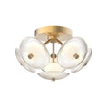 Load image into Gallery viewer, Hera 16-in Brushed Gold/Clear Ribbed Glass LED Flush Mount by Alora Lighting | FM417606BGCR-UNV | Alora Lighting