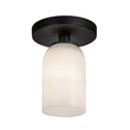 Load image into Gallery viewer, Nola Semi-Flush in Black/Glossy Opal Glass Finish | Kuzco Lighting