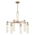 Load image into Gallery viewer, Wynwood 32-in Vintage Brass/Glossy Opal 6 Lights Chandelier by Alora Lighting | CH355632VBGO | Alora Lighting