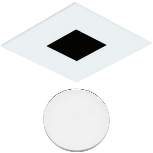 3" Square Flanged Flat Trim - White Finish With Lens