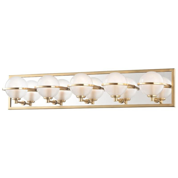 Axiom 5 Light LED Bath Bar - Aged Brass Finish