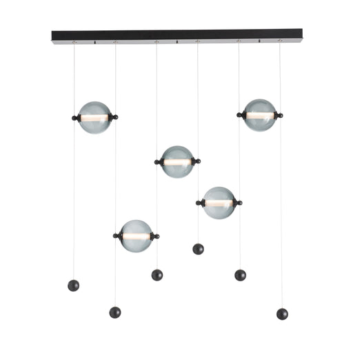 Abacus 5-Light LED Linear Suspension - Black Finish with Abacus Cool Grey Glass