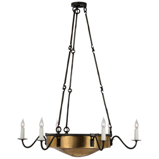 Ancram Large Empire Chandelier - Natural Brass/Aged Iron Finish