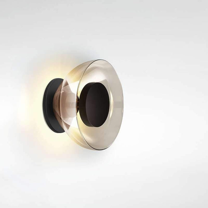 Aura LED Wall Sconce - Black Plate Smoked Glass