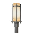 Load image into Gallery viewer, Banded Coastal Outdoor Post Light - Opal Glass/Natural Iron Finish