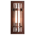 Load image into Gallery viewer, Banded Seeded Glass Outdoor Wall Sconce - Coastal Mahogany Finish