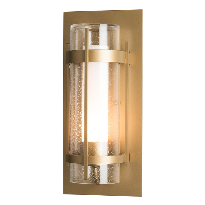 Banded Seeded Glass Outdoor Wall Sconce - Coastal Gold Finish