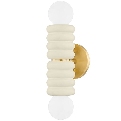 Bibi Double Wall Sconce - Aged Brass/Ceramic Antique Ivory Finish