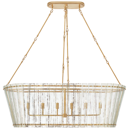 Cadence Grande Linear Chandelier - Hand-Rubbed Antique Brass Finish with Antique Mirror Glass
