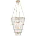 Load image into Gallery viewer, Cadence Large Waterfall Chandelier - Hand-Rubbed Antique Brass Finish with Antique Mirror Shade