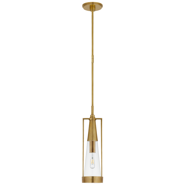 Calix Small Pendant - Hand-Rubbed Antique Brass & Clear Glass
