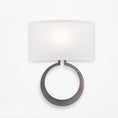 Load image into Gallery viewer, Carlyle Circlet Linen Wall Sconce - Satin Nickel Finish