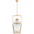Load image into Gallery viewer, Coventry Large Lantern - Matte White/Antique-Burnished Brass Finish
