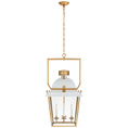 Load image into Gallery viewer, Coventry Medium Lantern - Matte White/Antique-Burnished Brass Finish