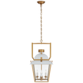 Load image into Gallery viewer, Coventry Small Lantern - Matte White/Antique-Burnished Brass Finish