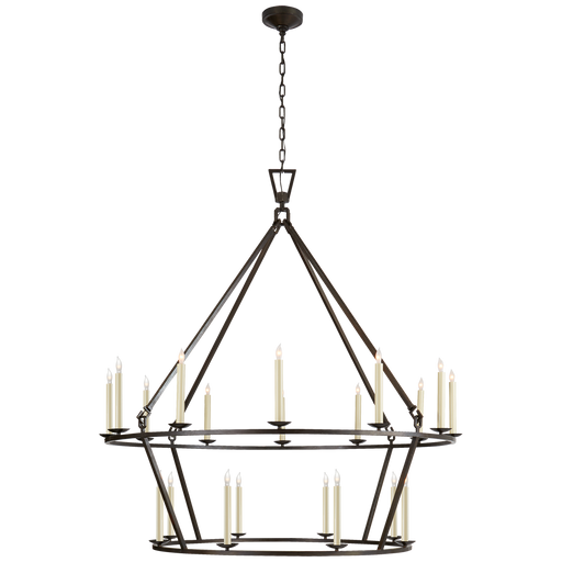 Darlana Extra Large Two-Tier Chandelier - Aged Iron