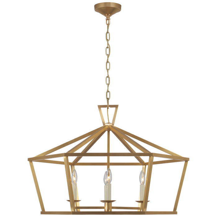 Darlana Wide Hexagonal Lantern - Antique-Burnished Brass Finish