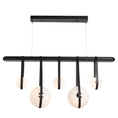 Load image into Gallery viewer, Derby 5-Light LED Linear Suspension - Polished Nickel Finish Black Leather, Black Wood