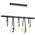 Load image into Gallery viewer, Derby 5-Light LED Linear Suspension - Polished Nickel Finish Black Leather, Black Wood