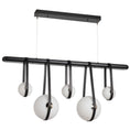 Load image into Gallery viewer, Derby 5-Light LED Linear Suspension - Polished Nickel Finish Black Leather, Black Wood