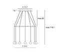 Load image into Gallery viewer, Dora P12 with Ring Multi-Light Pendant - Diagram