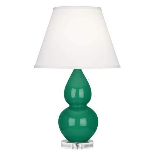 Double Gourd Lucite Table Lamp - Small Emerald