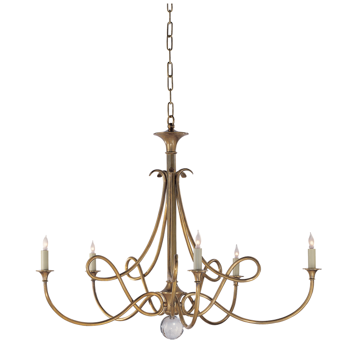 Double Twist Large Chandelier Hand-Rubbed Antique Brass