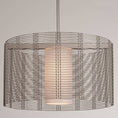 Load image into Gallery viewer, Downtown Mesh Drum Pendant - Metallic Beige Silver/Frosted Glass
