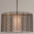 Load image into Gallery viewer, Downtown Mesh Drum Pendant - Flat Bronze/Frosted Glass
