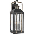 Load image into Gallery viewer, Fitzgerald Large Outdoor Wall Sconce - Textured Black with Burnished Bronze accents