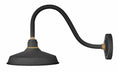 Load image into Gallery viewer, Foundry 12" Shade Curve Arm Outdoor Wall Light - Textured Black/18" Arm