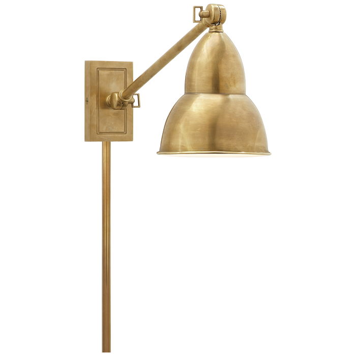 French Library Single Arm Wall Lamp - Hand-Rubbed Antique Brass Finish