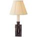 French Single Library Sconce - Bronze Finish with Linen Shades