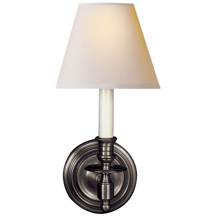 French Single Sconce - Bronze Finish with Natural Paper Shade