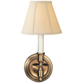 Load image into Gallery viewer, French Single Sconce - Hand-Rubbed Antique Brass Finish with Linen Shade