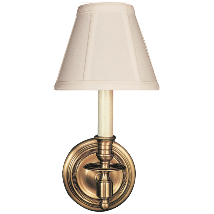 French Single Sconce - Hand-Rubbed Antique Brass Finish with Tissue Shade