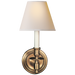 French Single Sconce - Hand-Rubbed Antique Brass Finish with Natural Paper Shade