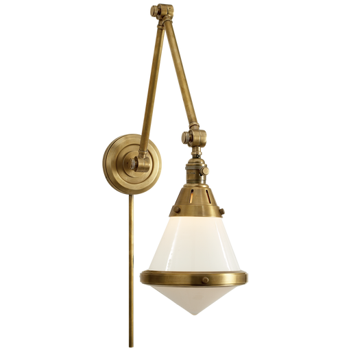 Gale Library Wall Light - White Glass/Hand-Rubbed Antique Brass Finish