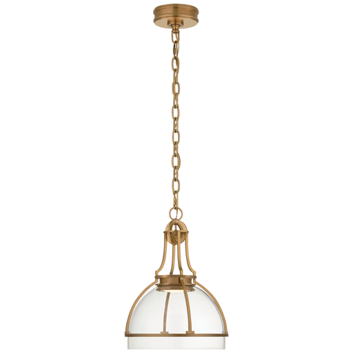 Gracie Medium Dome Pendant - Antique-Burnished Brass Finish with Clear Glass Shade
