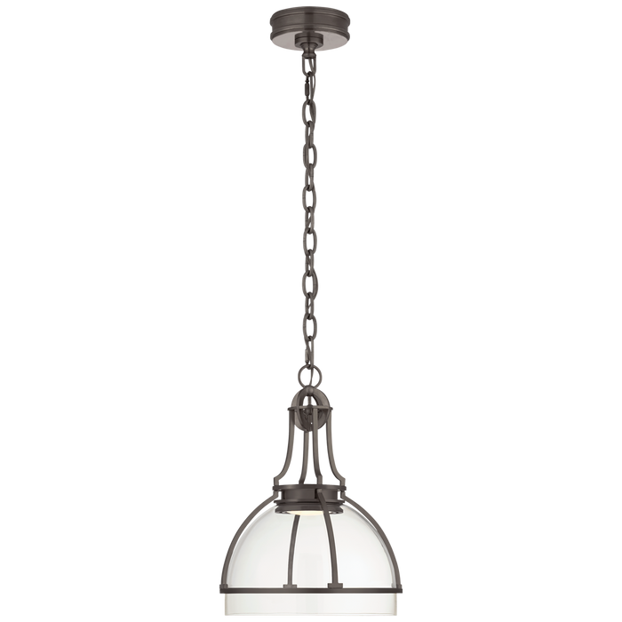 Gracie Medium Dome Pendant - Bronze Finish with Clear Glass Shade 