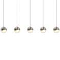 Load image into Gallery viewer, Grapes 5 Small Light LED Rectangular Multipoint Pendant - Satin Nickel