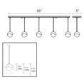 Load image into Gallery viewer, Grapes 5 Small Light LED Rectangular Multipoint Pendant - Diagram