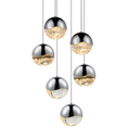 Load image into Gallery viewer, Grapes 6 Large Light Round Assorted LED Pendant - Polished Chrome
