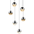 Load image into Gallery viewer, Grapes 6 Small Light Round Assorted LED Pendant - Polished Chrome