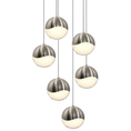 Load image into Gallery viewer, Grapes 6 Large Light Round Assorted LED Pendant - Satin Nickel